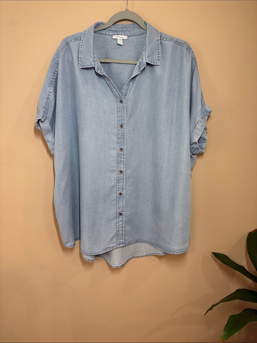 Daily Ritual Pale Blue Lyocell Button-Front Shirt, XXL